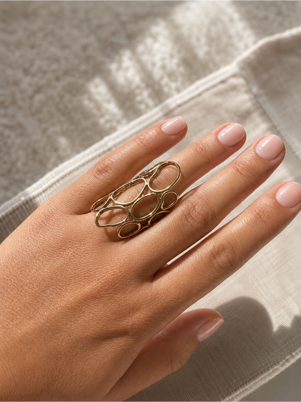 Gold Open Oval Statement Ring - Women Jewelry